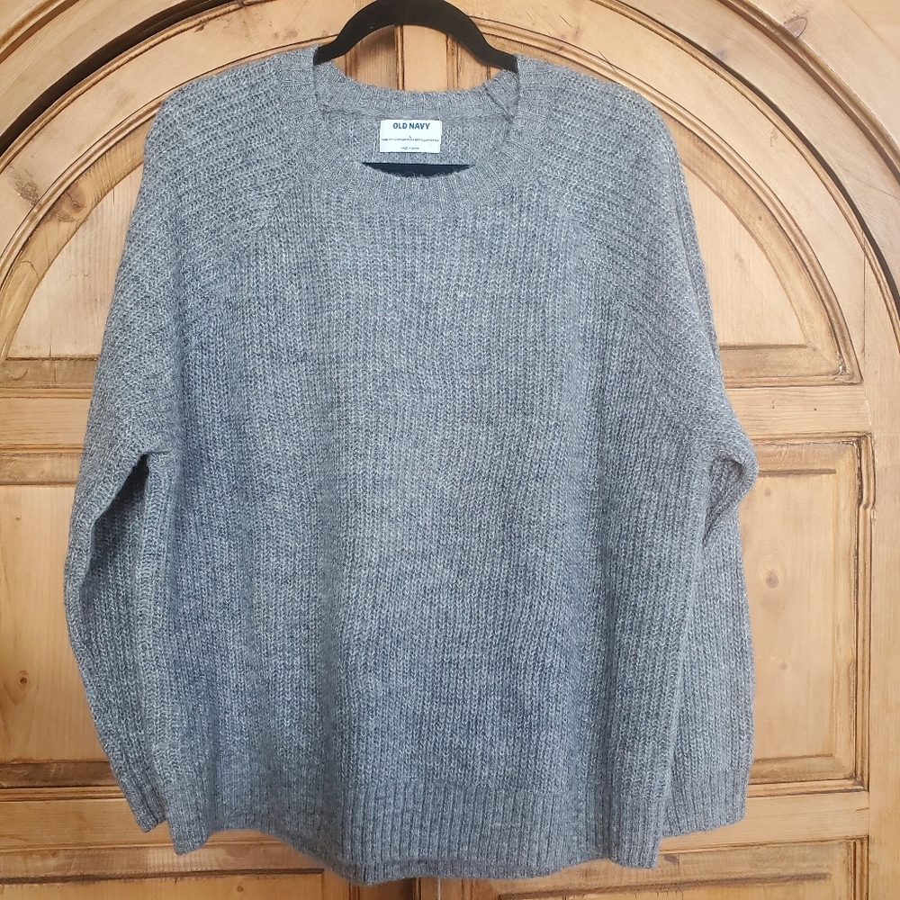 Old Navy Heathered Cozy Shaker-Stitch Pullover Sweater Gray large
